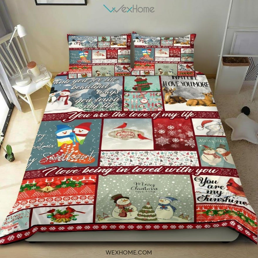 Christmas Snowman Bedding - Duvet Cover And Pillowcase Set - Unique Design Amazing Gift