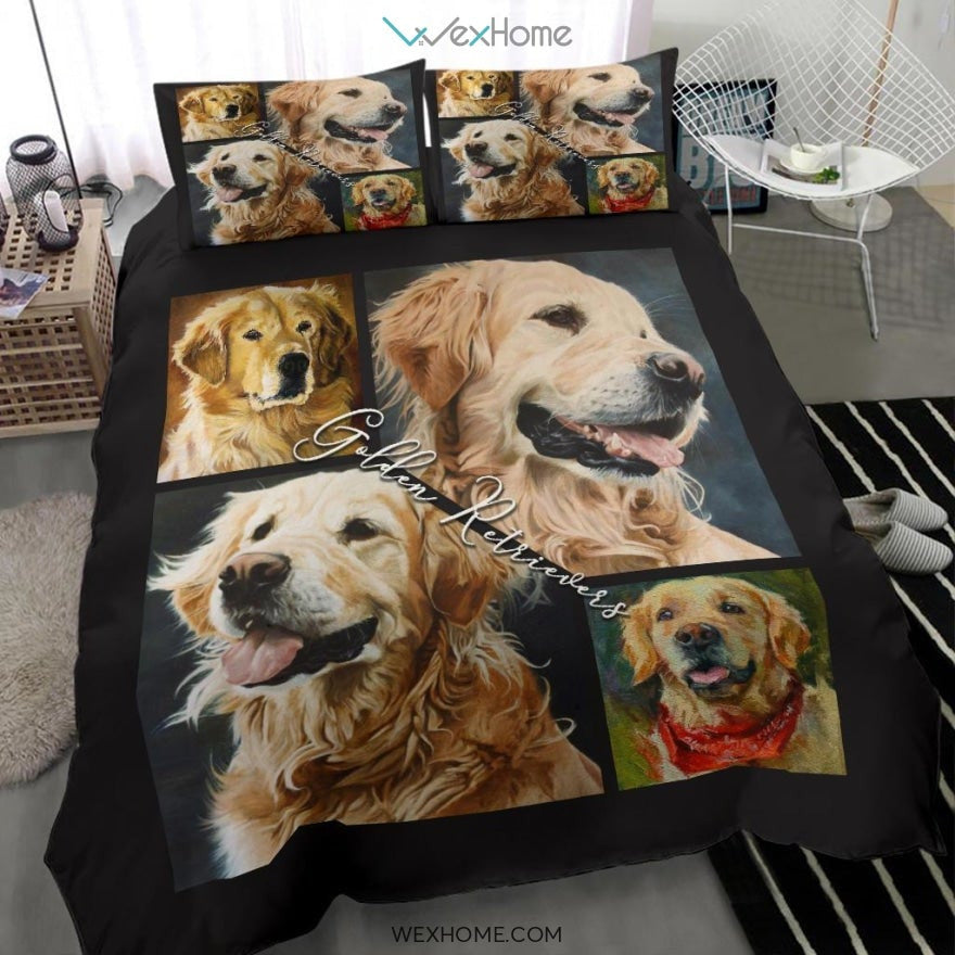 Golden Retriever Bedding - Duvet Cover And Pillowcase Set - Unique Design Amazing Gift