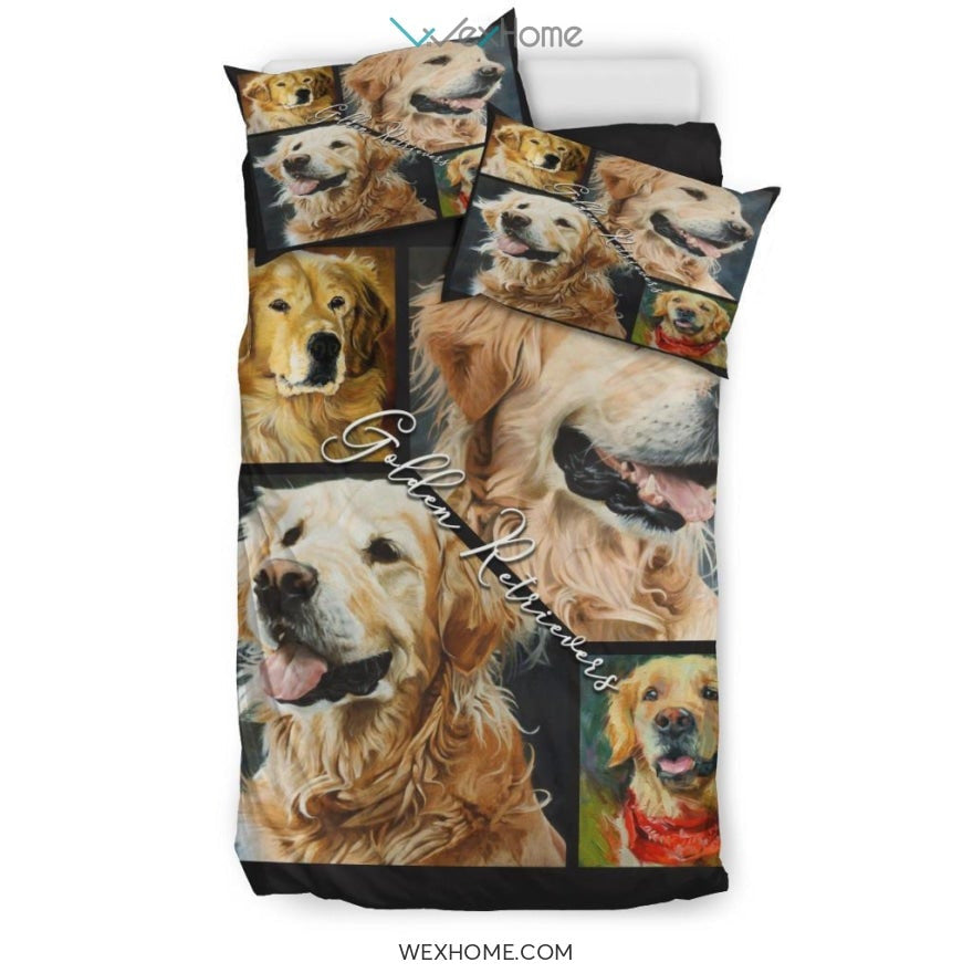 Golden Retriever Bedding - Duvet Cover And Pillowcase Set - Unique Design Amazing Gift
