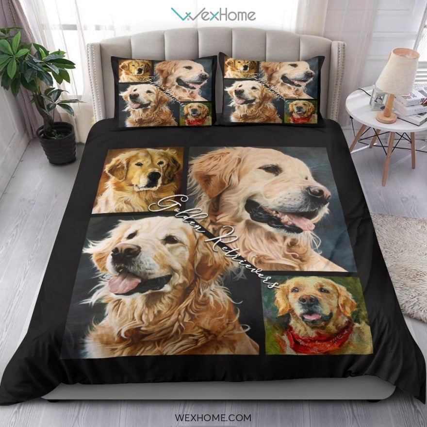 Golden Retriever Bedding - Duvet Cover And Pillowcase Set - Unique Design Amazing Gift