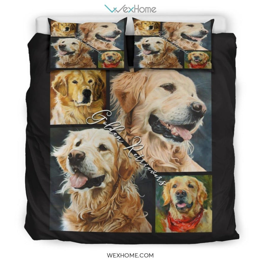 Golden Retriever Bedding - Duvet Cover And Pillowcase Set - Unique Design Amazing Gift