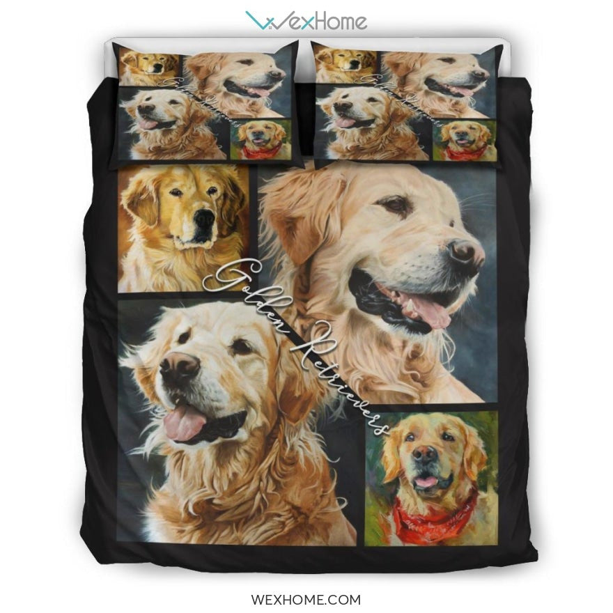 Golden Retriever Bedding - Duvet Cover And Pillowcase Set - Unique Design Amazing Gift