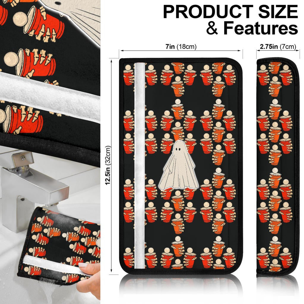 Halloween Seat Belt Covers | Ghost Skeleton Hand Hold Cup Belt Covers