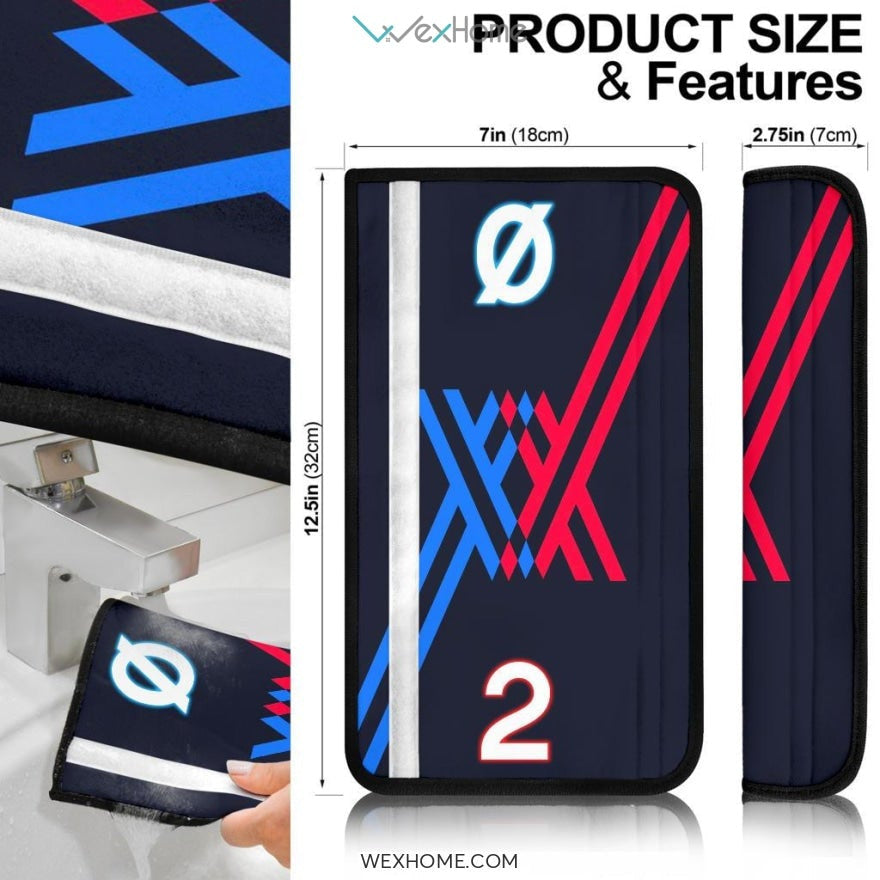 Darling In The Franxx Anime Seat Belt Covers | Zero Two Code 002 XX Neon Belt Covers