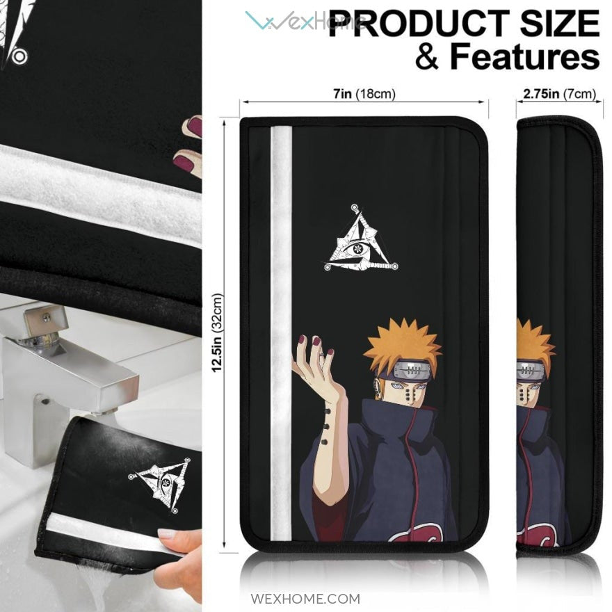 Naruto Anime Seat Belt Covers | Pain Akatsuki And Sasuke Uchiha Sharingan Belt Covers