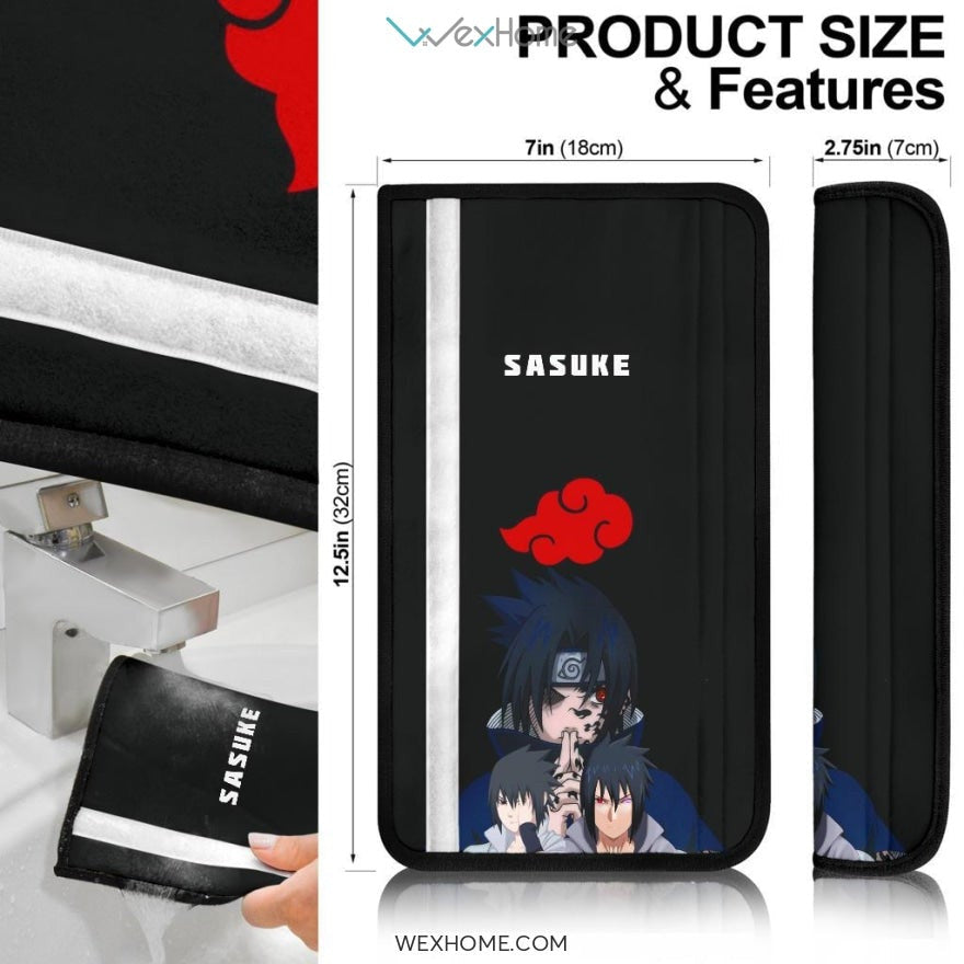 Naruto Anime Seat Belt Covers | Sasuke Eyes And Ninjutsu Using Curse Mark Belt Covers