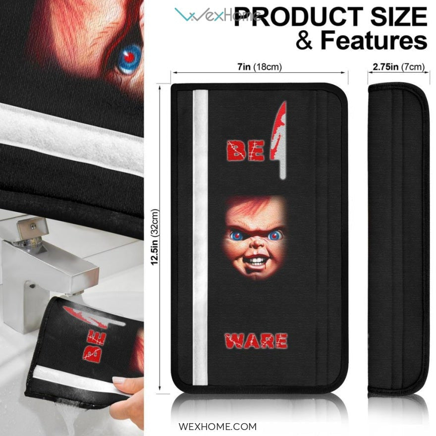 Horror Movie Seat Belt Covers | Chucky Doll Scary Shadow Face Belt Covers