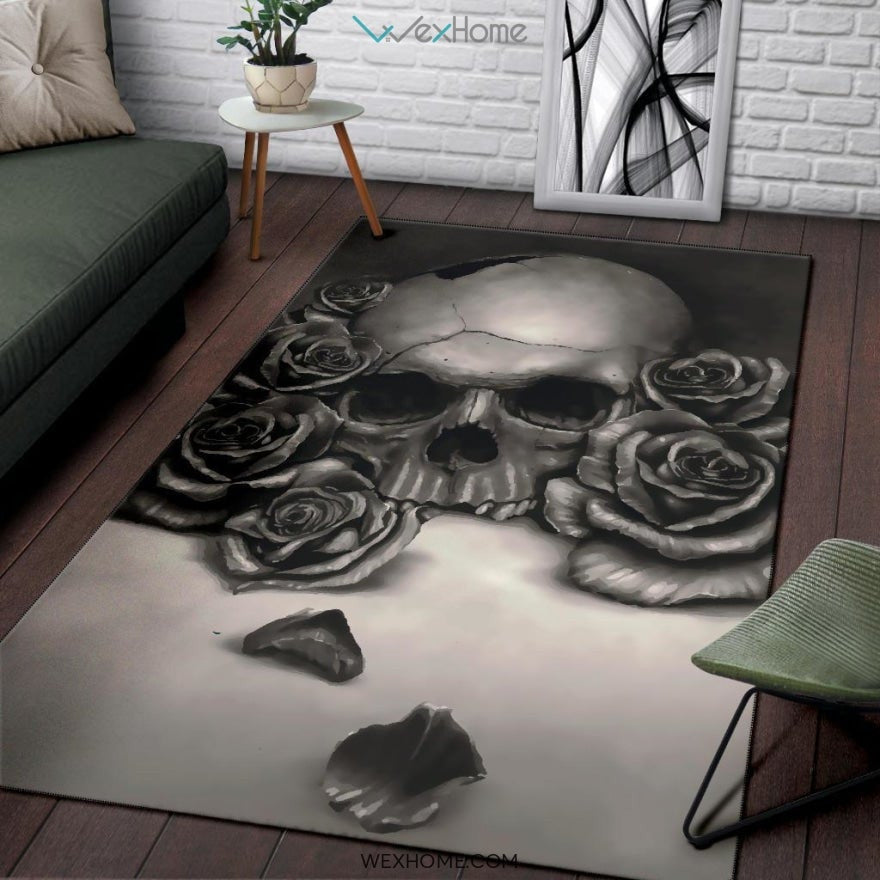 Skull And Rose - Rug