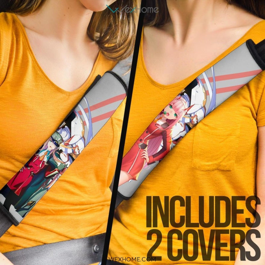 Darling In The Franxx Anime Seat Belt Covers | Strelizia Darling Zero Two Captain And Sexy Girl Belt Covers