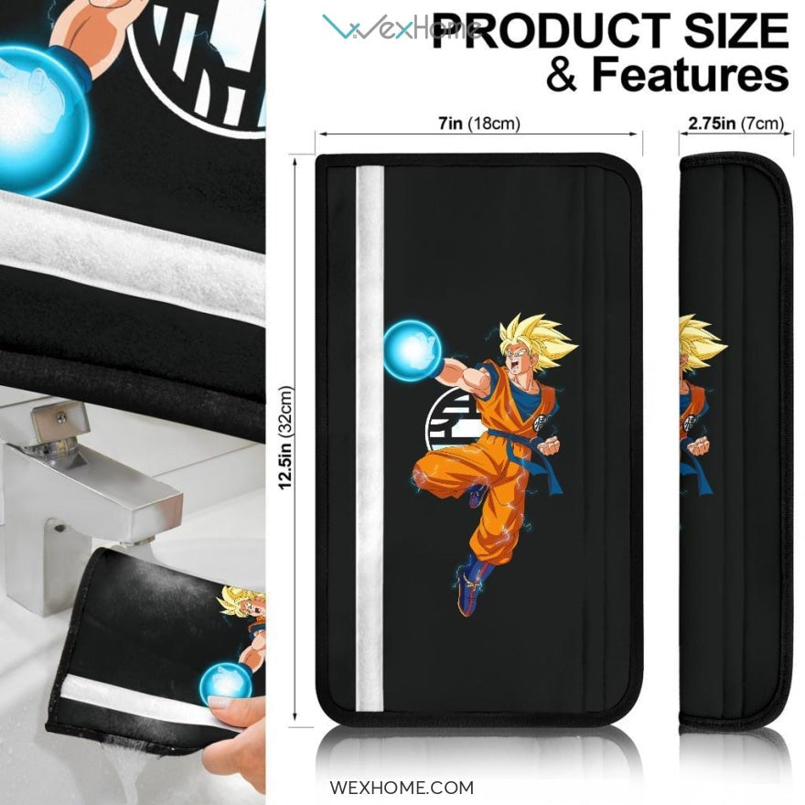 Dragon Ball Anime Seat Belt Covers | DB Goku Power And Kingkai Black Belt Covers
