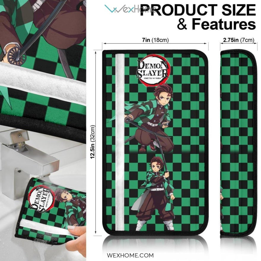 Demon Slayer Anime Seat Belt Covers | Tanjiro Fire Sword Water Dragon Power Belt Covers