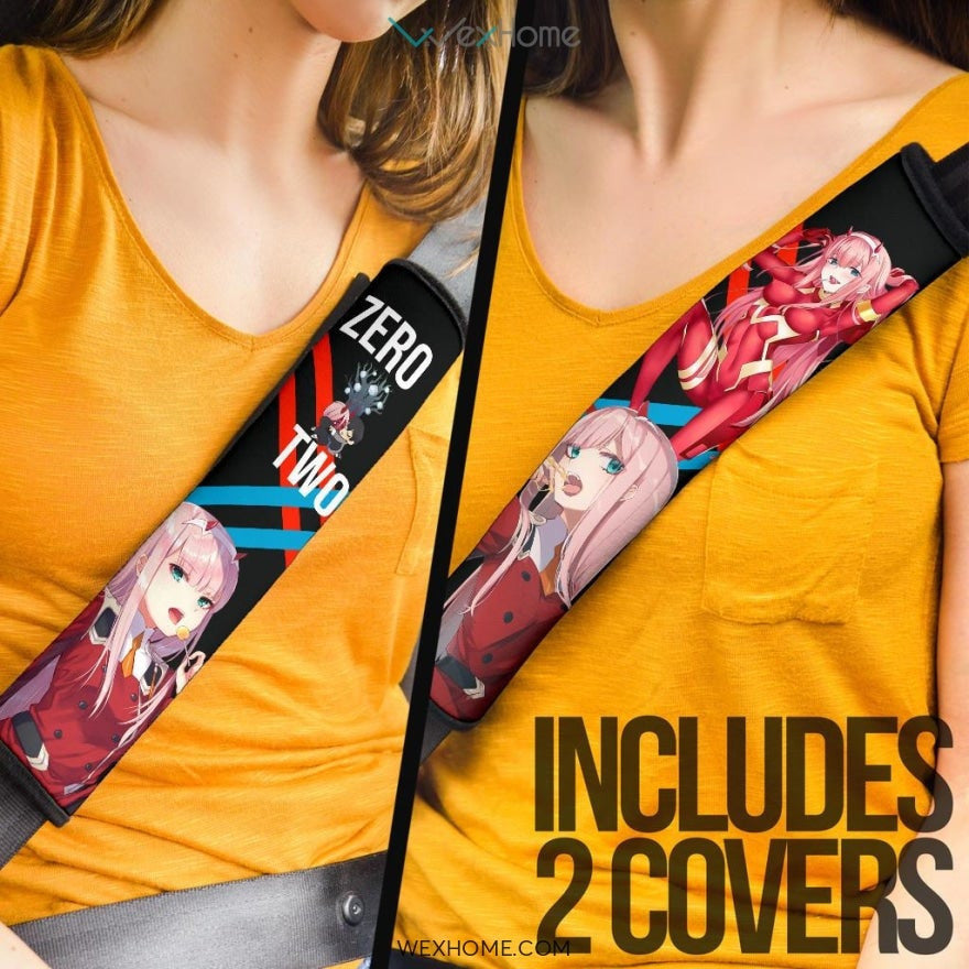 Darling In The Franxx Anime Seat Belt Covers | Zero Two Licking Honey Bee Eating Belt Covers