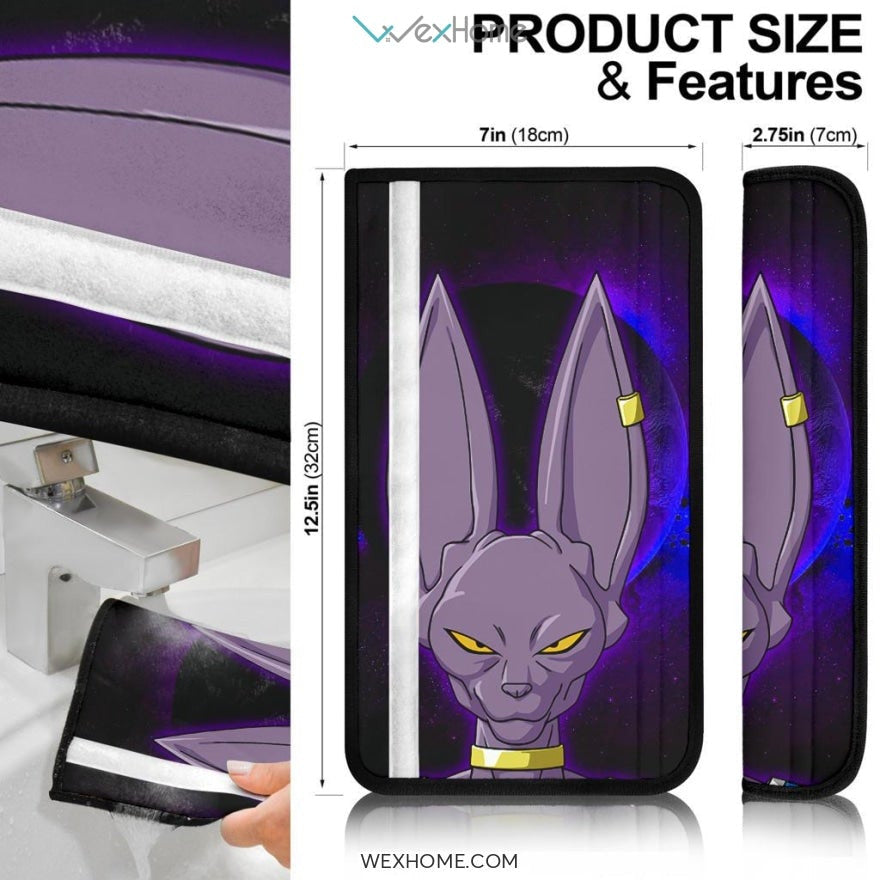 Dragon Ball Anime Seat Belt Covers | DB Beerus Universe Power Moments Blue Galaxy Belt Covers
