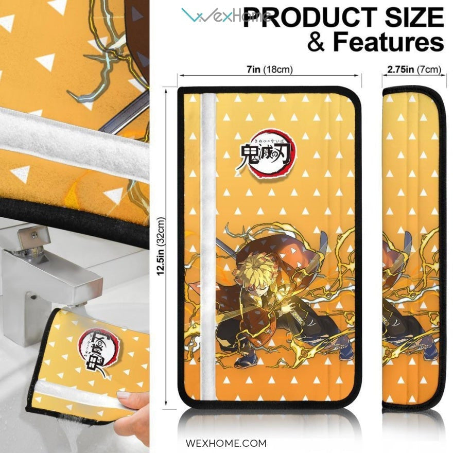 Zenitsu Agatsuma Seat Belt Covers Demon Slayers Anime Car Accessories