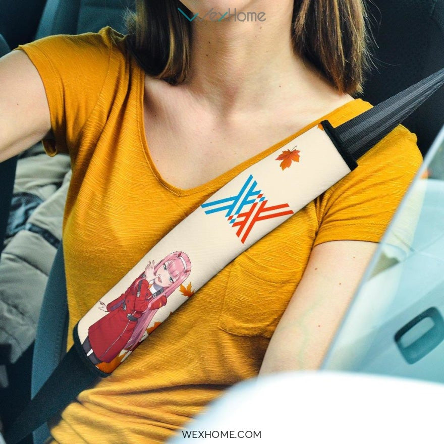 Darling In The Franxx Anime Seat Belt Covers | Zero Two School Girl Leaf Fall Belt Covers