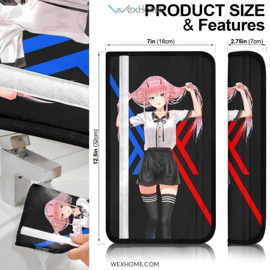 Darling In The Franxx Anime Seat Belt Covers | Zero Two Code 002 Go To School Girl Belt Covers