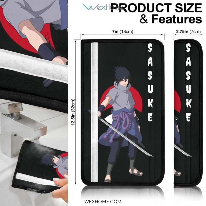 Naruto Anime Seat Belt Covers | Sasuke Sword Uchiha Symbol Belt Covers