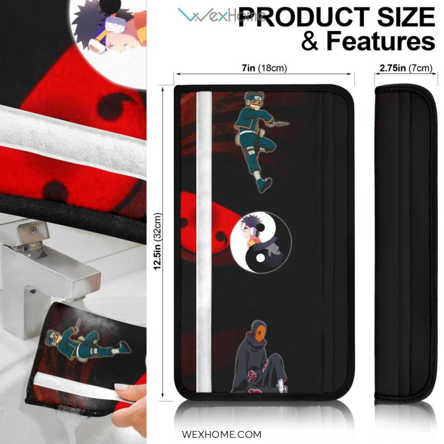 Naruto Anime Seat Belt Covers | Obito Sharingan Yin And Yang Past And Present Belt Covers
