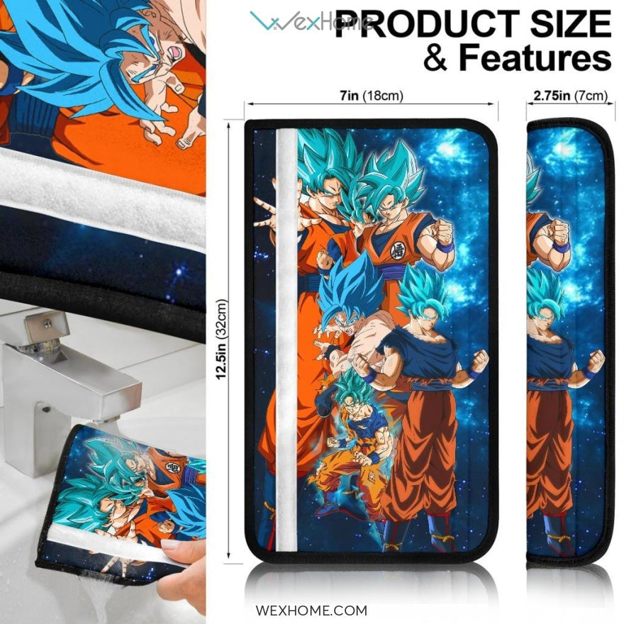 Dragon Ball Anime Seat Belt Covers | DB Blue Goku Power Moments Blue Galaxy Belt Covers