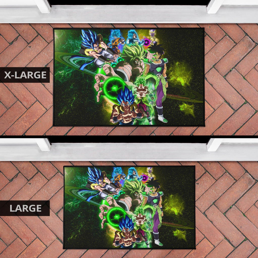 Dragon Ball Anime Door Mat | DB Goku And Vegeta Green Power Galaxy Door Mat Home Decor