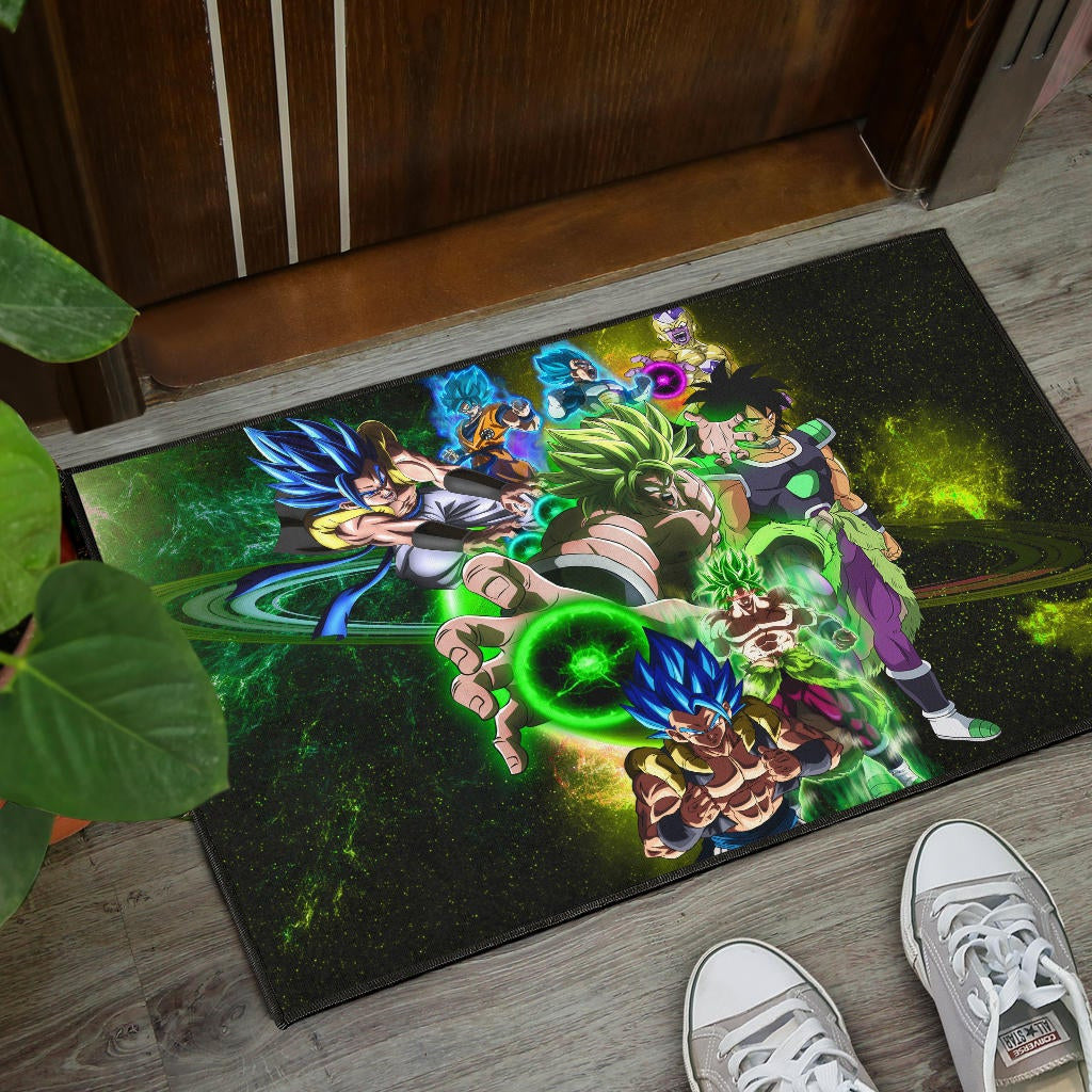 Dragon Ball Anime Door Mat | DB Goku And Vegeta Green Power Galaxy Door Mat Home Decor