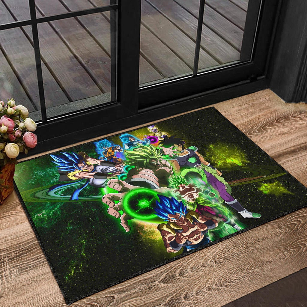 Dragon Ball Anime Door Mat | DB Goku And Vegeta Green Power Galaxy Door Mat Home Decor