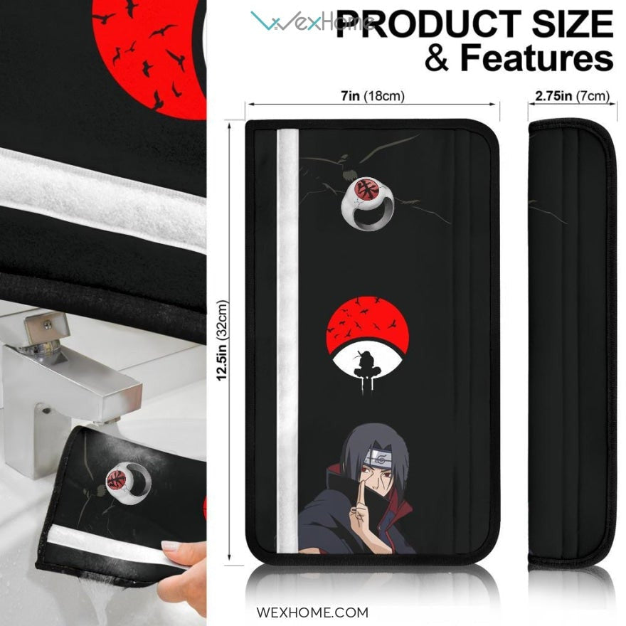 Naruto Anime Seat Belt Covers | Itachi Uchiha Sharingan Power Anbu And Akatsuki Spy Belt Covers