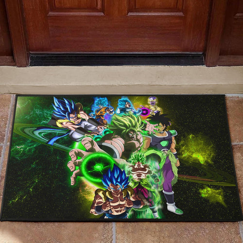Dragon Ball Anime Door Mat | DB Goku And Vegeta Green Power Galaxy Door Mat Home Decor