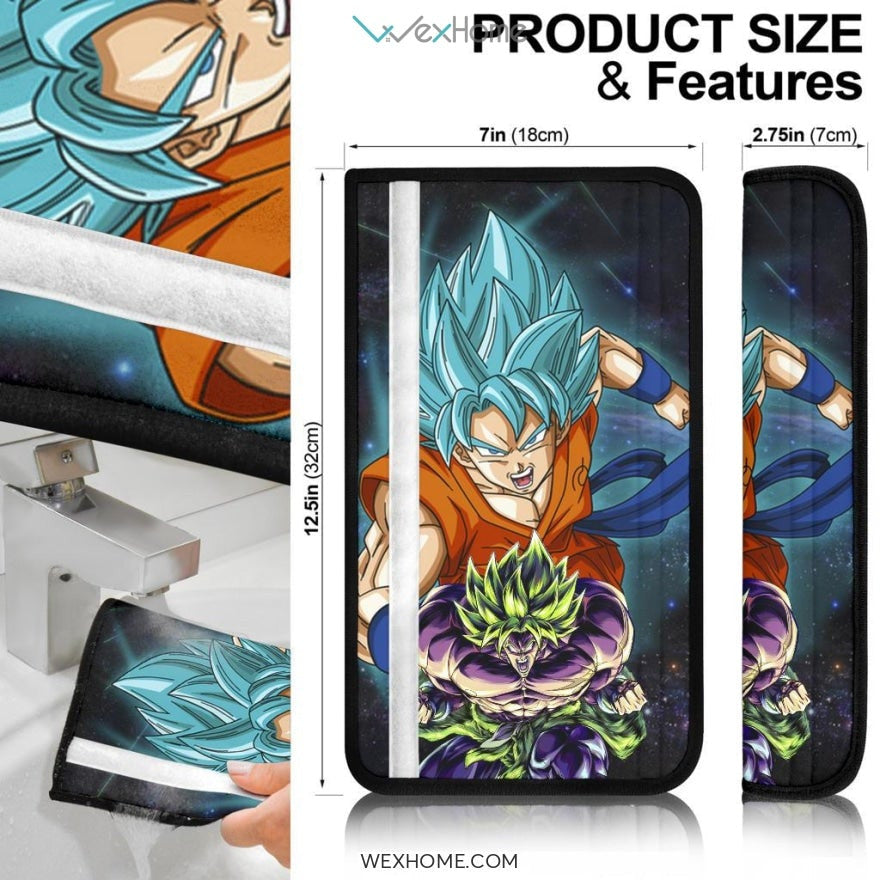 Dragon Ball Anime Seat Belt Covers | DB Goku Vegeta Vs Super Broly Galaxy Belt Covers