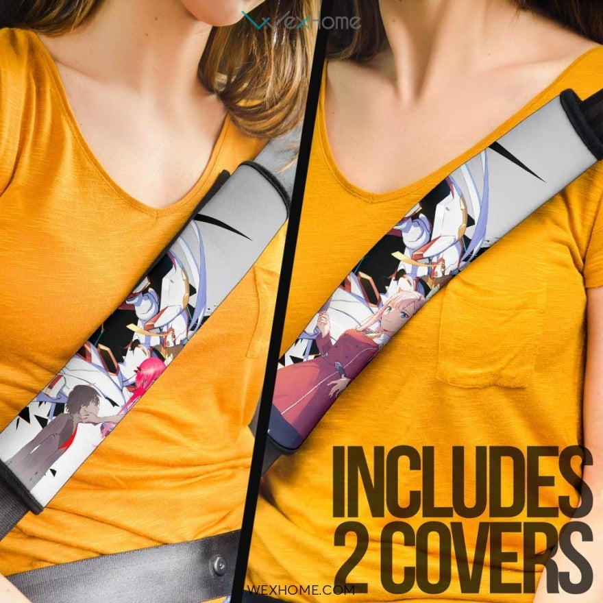 Darling In The Franxx Anime Seat Belt Covers | Strelizia Darling Fighting Zero Two And Hiro Goodbye Belt Covers