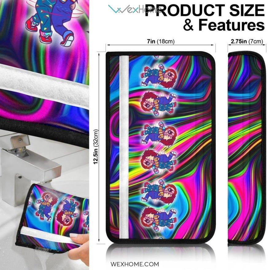 Horror Movie Seat Belt Covers | Chucky And Tiffany Love Dancing Belt Covers