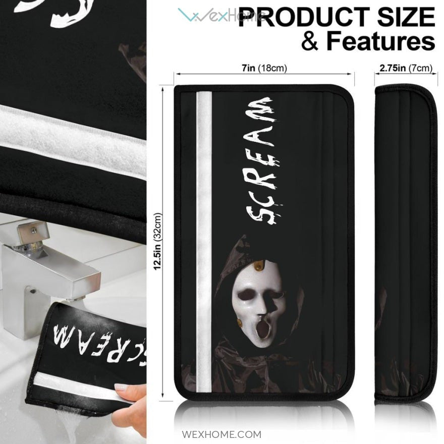 Horror Movie Seat Belt Covers | Scream Out Screaming Ghost Face Mask Belt Covers