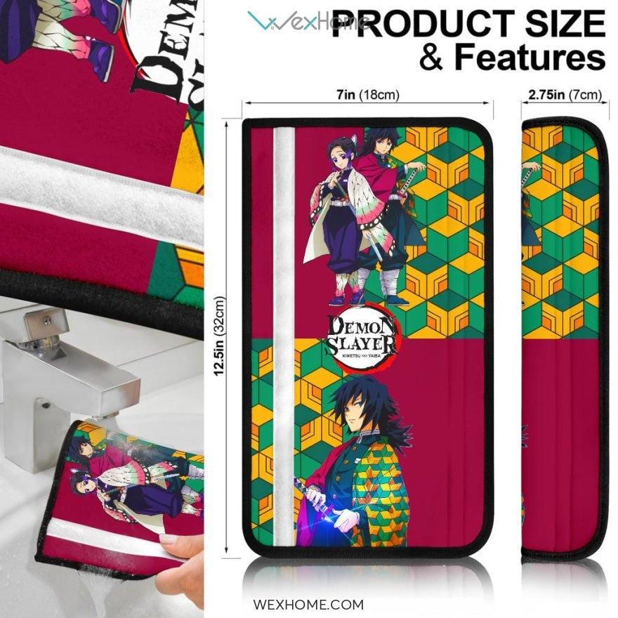 Demon Slayer Anime Seat Belt Covers | Shinobu And Giyuu Love Couple Belt Covers