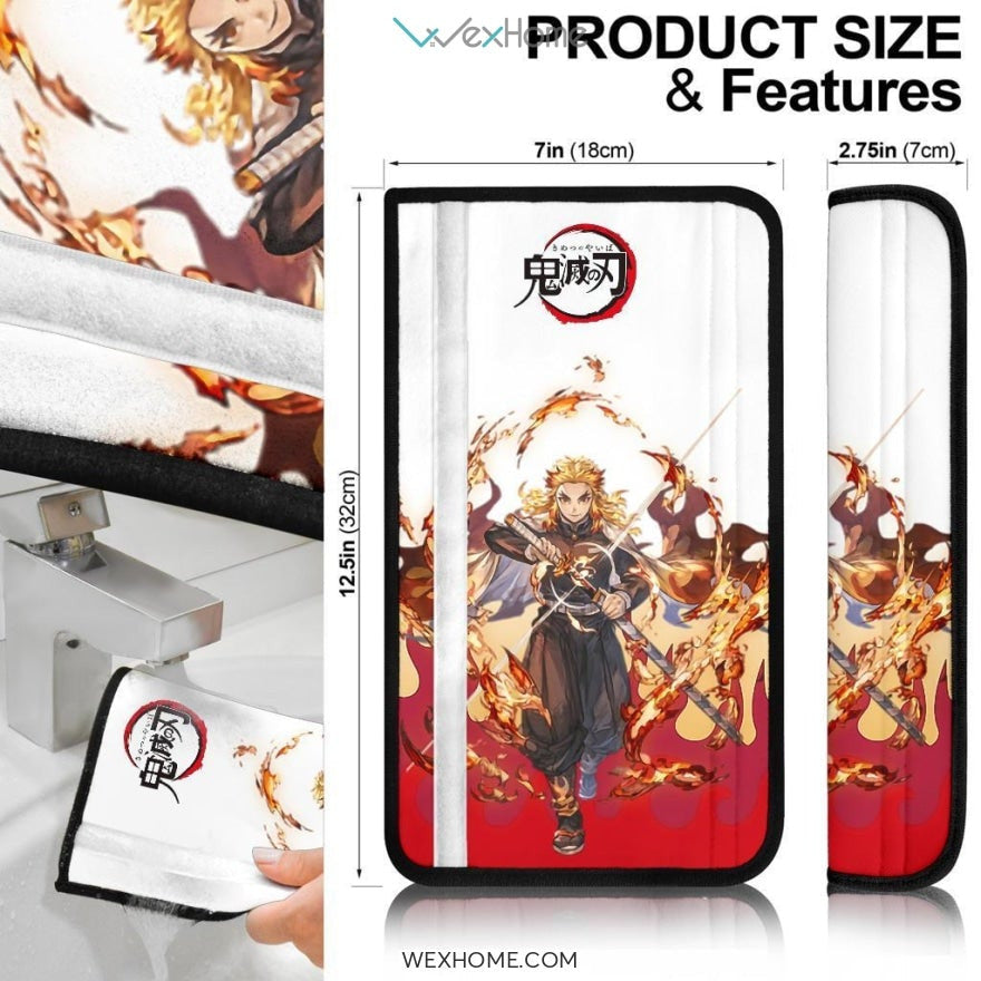 Rengoku Seat Belt Covers Demon Slayers Anime Car Accessories