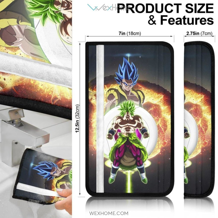 Dragon Ball Anime Seat Belt Covers | DB Goku And Vegeta Vs Broly Super Fight Universe Belt Covers