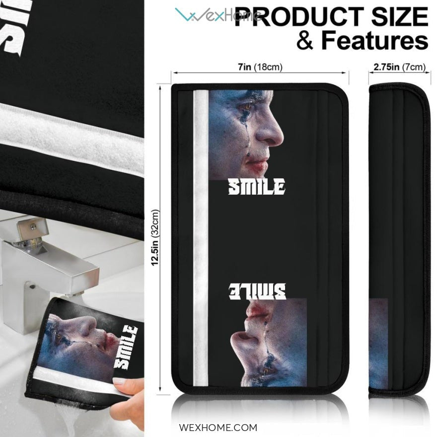 Horror Movie Seat Belt Covers | Smile Joker Crying Black Tear Belt Covers