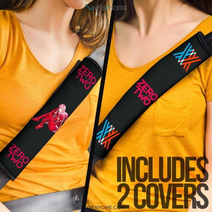 Darling In The Franxx Anime Seat Belt Covers | Zero Two Red Suit Red Blue XX Belt Covers