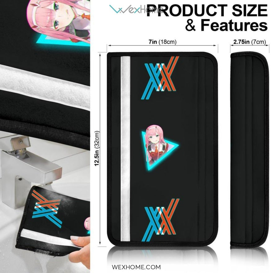 Darling In The Franxx Anime Seat Belt Covers | Zero Two Code 002 Shy Neon Belt Covers