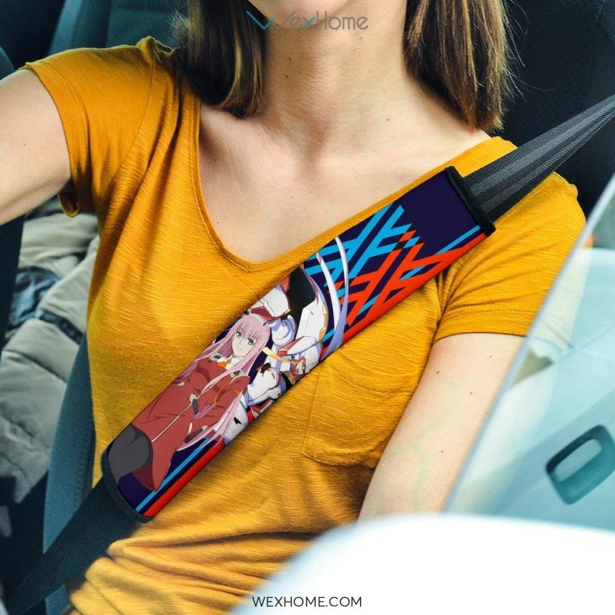 Darling In The Franxx Anime Seat Belt Covers | Strelizia Darling With Zero Two Pretty Girl Standing Belt Covers