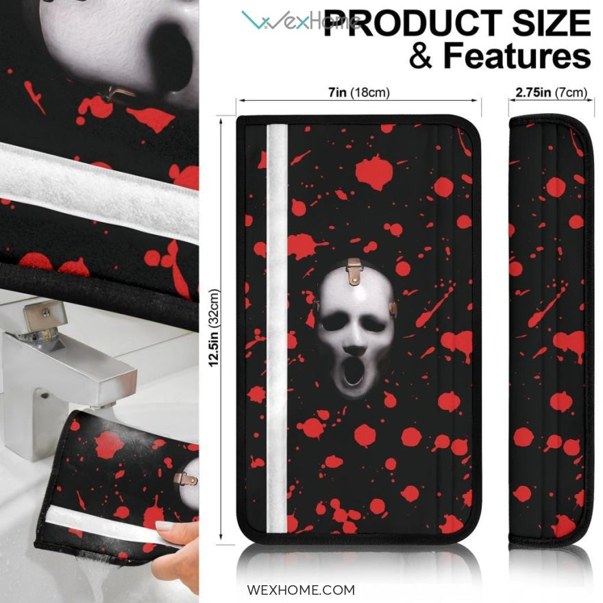 Horror Movie Seat Belt Covers | 3D Ghost Face Vs Jason Bloody Belt Covers