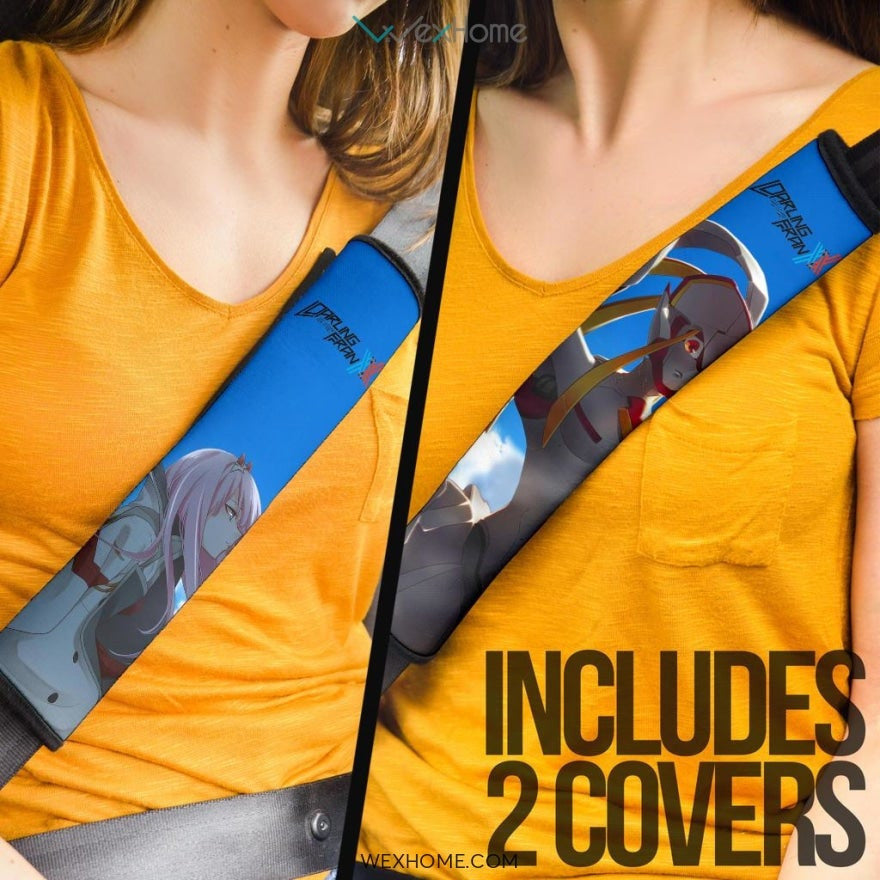 Darling In The Franxx Anime Seat Belt Covers | Sad Zero Two 002 With Strelitzia Darling In The Sky Belt Covers