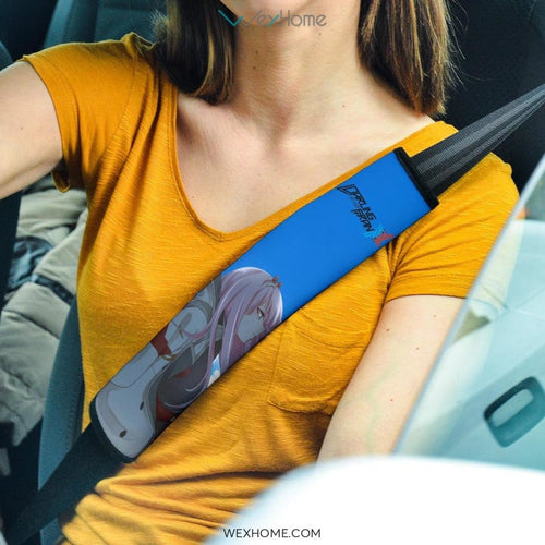 Darling In The Franxx Anime Seat Belt Covers | Sad Zero Two 002 With Strelitzia Darling In The Sky Belt Covers
