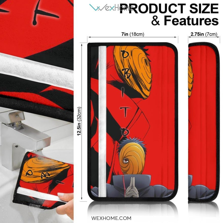 Naruto Anime Seat Belt Covers | Obito Uchiha Tobi Mask Men Akatsuki Red Belt Covers