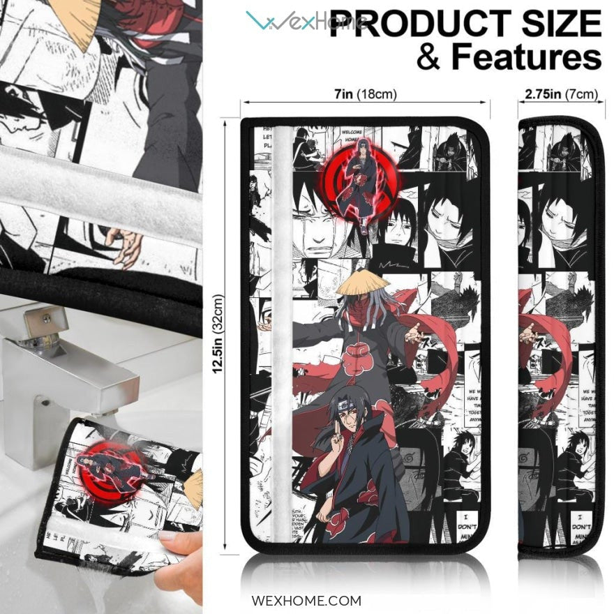 Naruto Anime Seat Belt Covers | Itachi Uchiha Sharingan Moments In Akatsuki Mix Comic Belt Covers