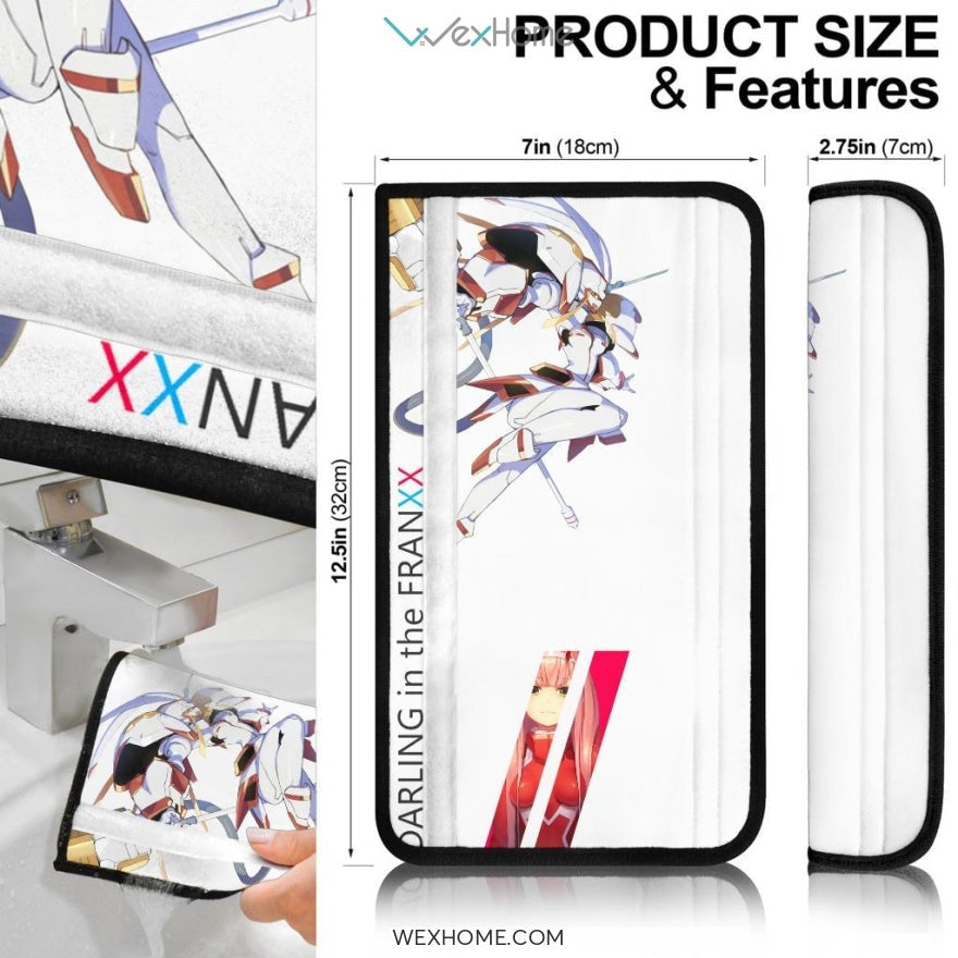 Darling In The Franxx Anime Seat Belt Covers | Zero Two And Hiro Goodbye Red And Blue Belt Covers
