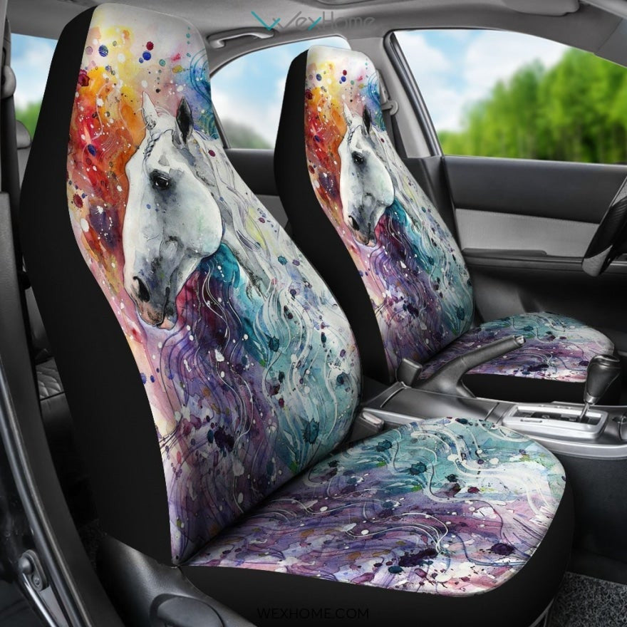 2pcs Car Seat Cover - Horse White Color