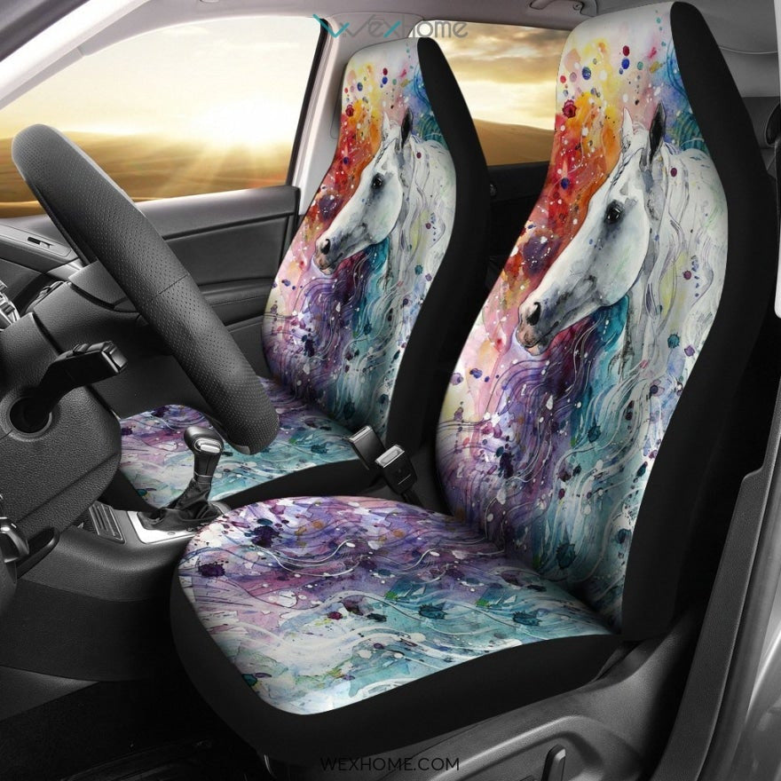 2pcs Car Seat Cover - Horse White Color