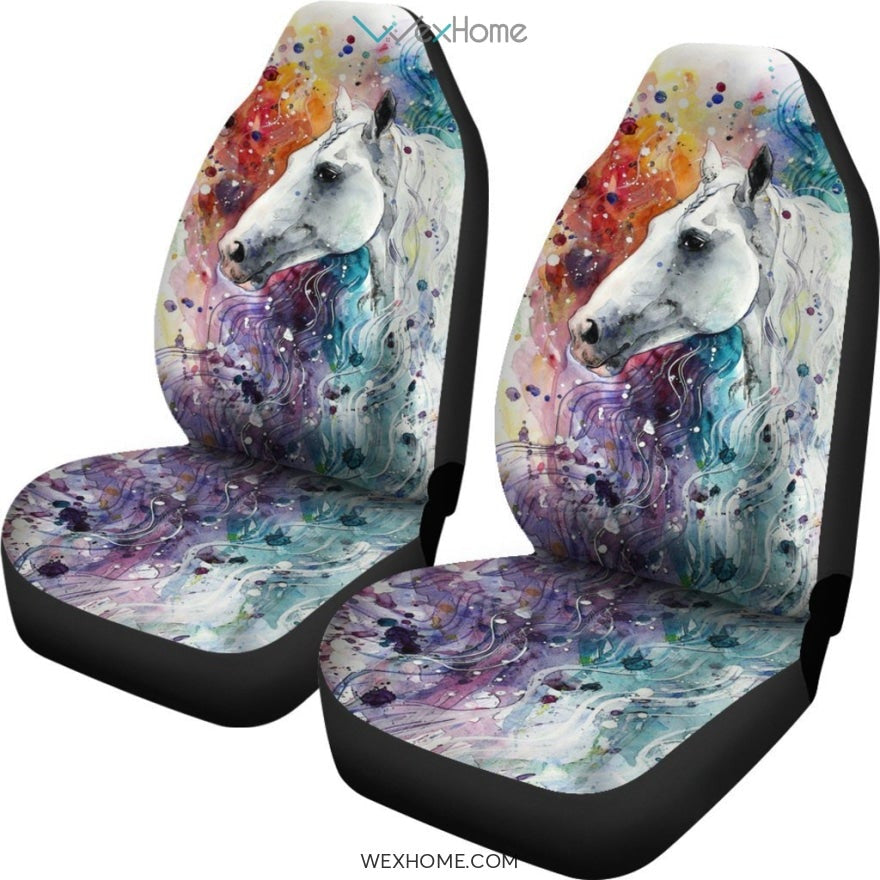 2pcs Car Seat Cover - Horse White Color