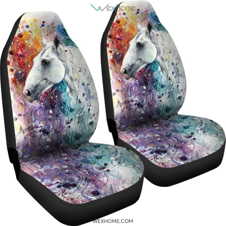 2pcs Car Seat Cover - Horse White Color