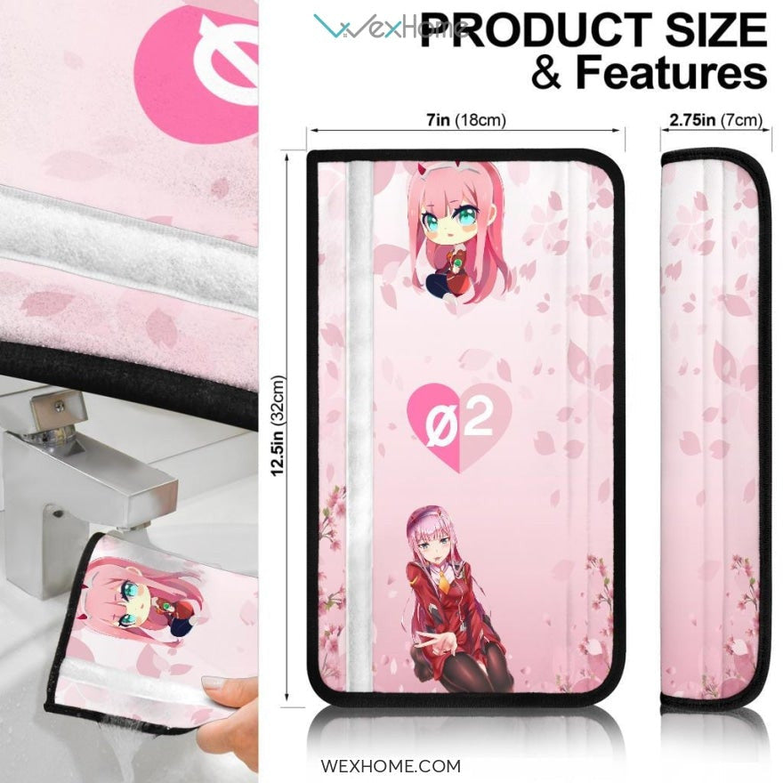 Darling In The Franxx Anime Seat Belt Covers | Zero Two Chibi Cherry Blossom Belt Covers